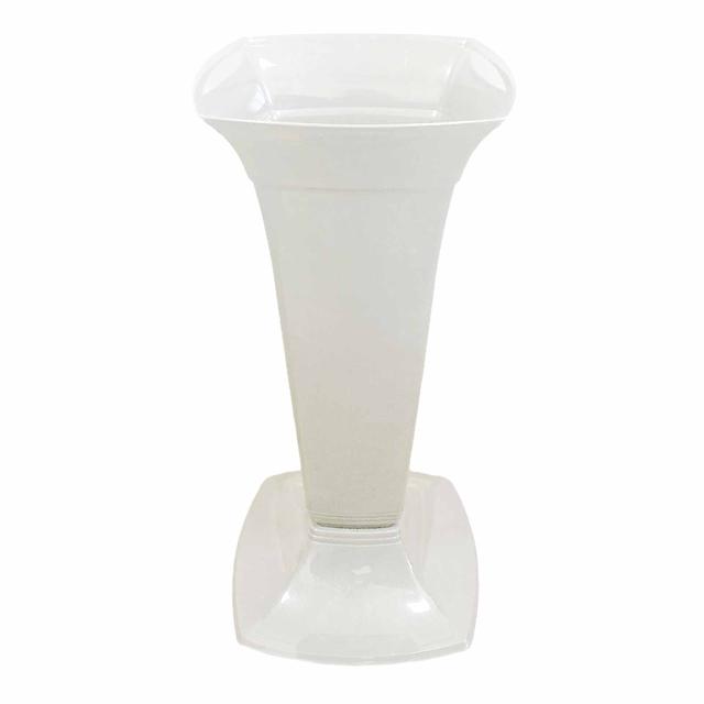 высокая белая пластиковая ваза для цветов ламела
