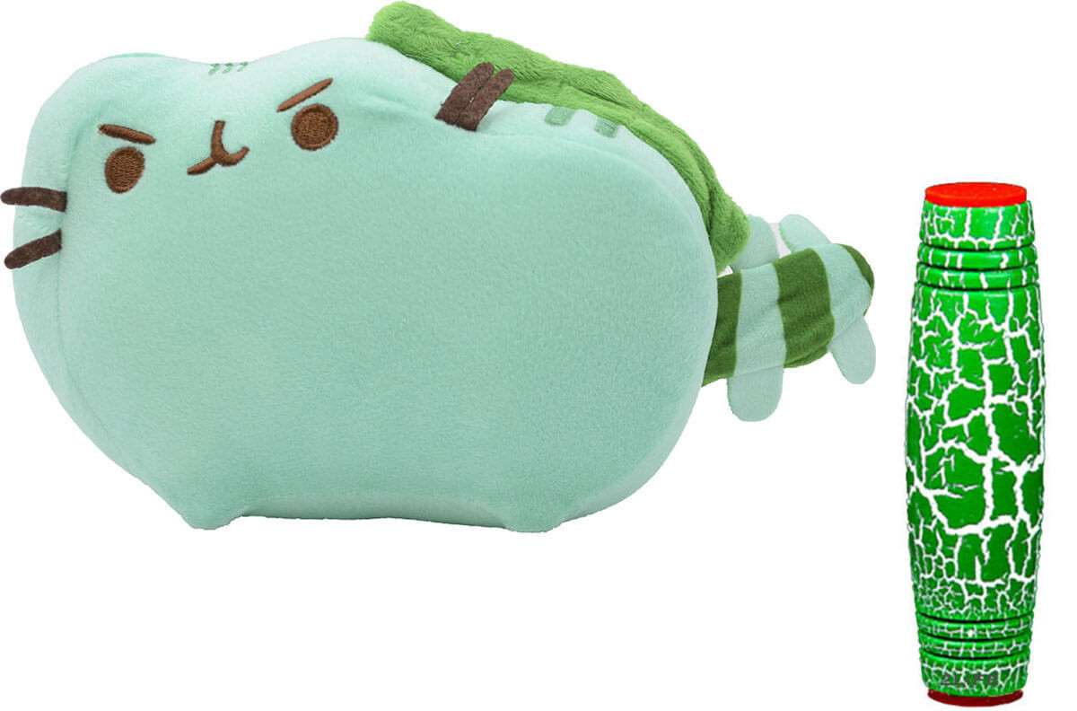 

Комплект Мягкая игрушка кот дракон Pusheen cat и Антистресс игрушка Mokuru Green-White милая игрушка для, Бирюзовый