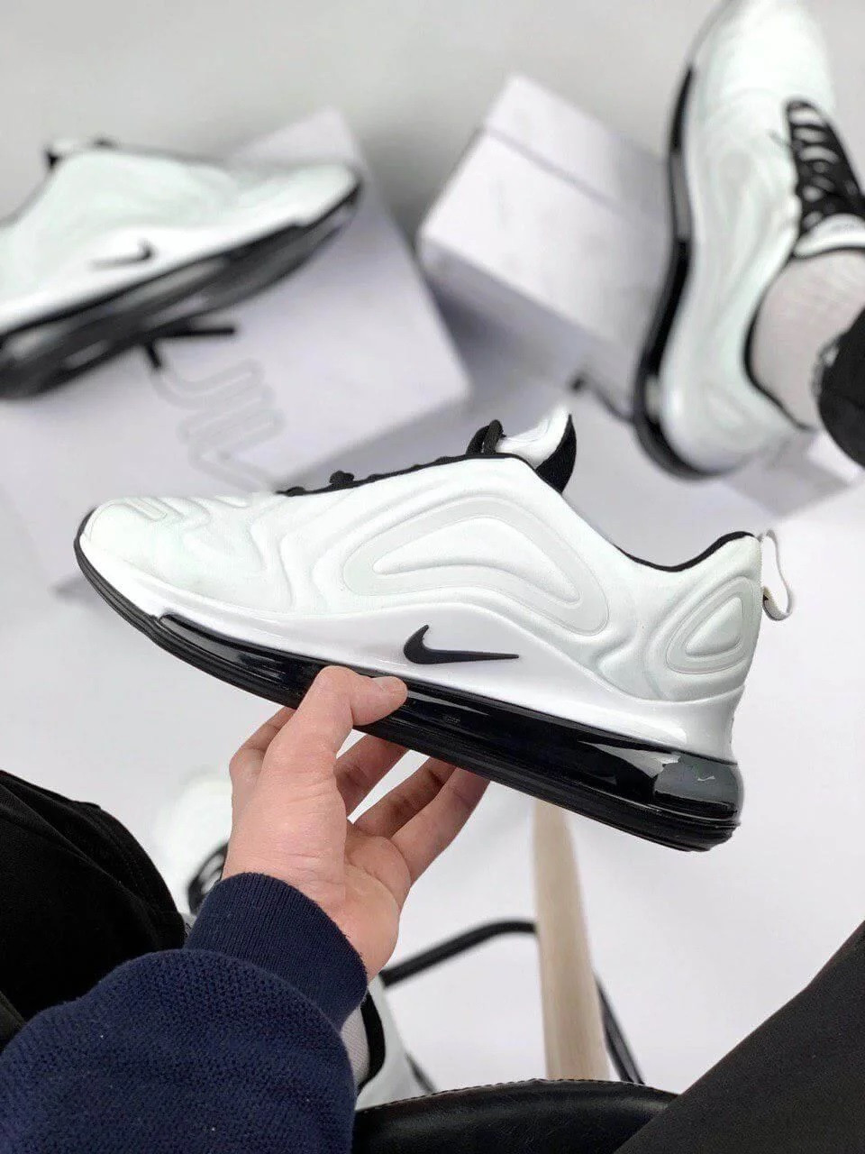 

Мужские кроссовки Nike Air Max 720 White Black / Найк Аир Макс Белые Черные 43, Белый