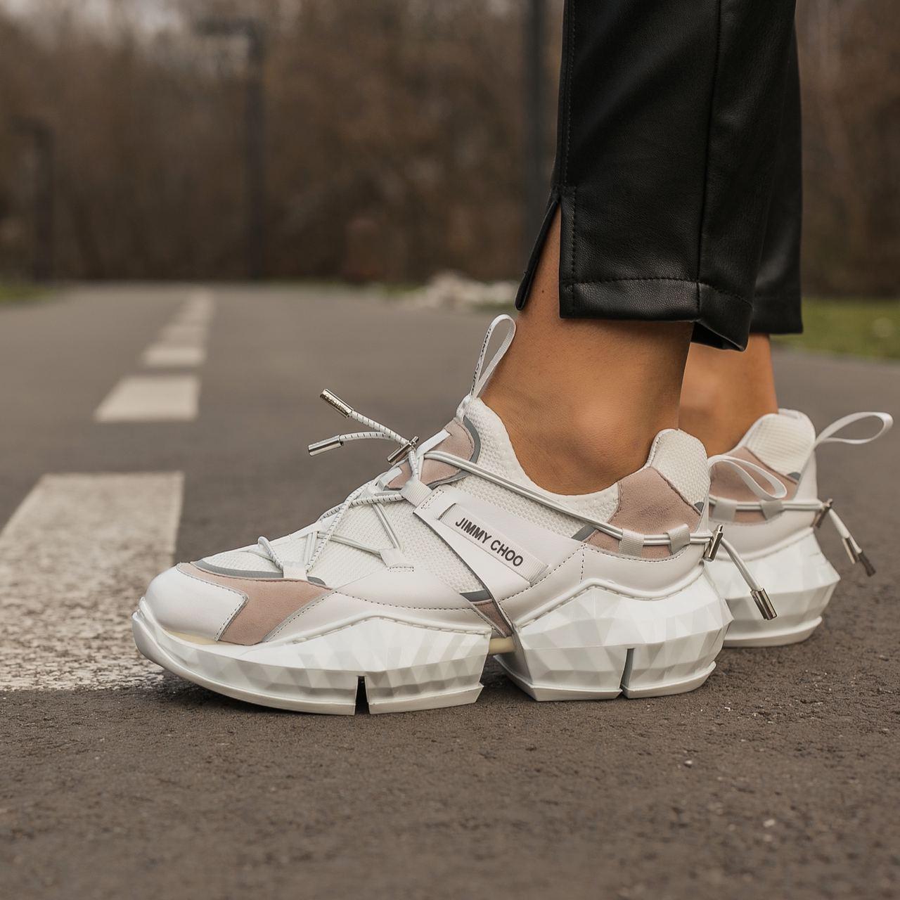 

Женские кроссовки Jimmy Choo White Diamond Trail Sneakers (женские Джимми Чу Белый Бриллиант) 40