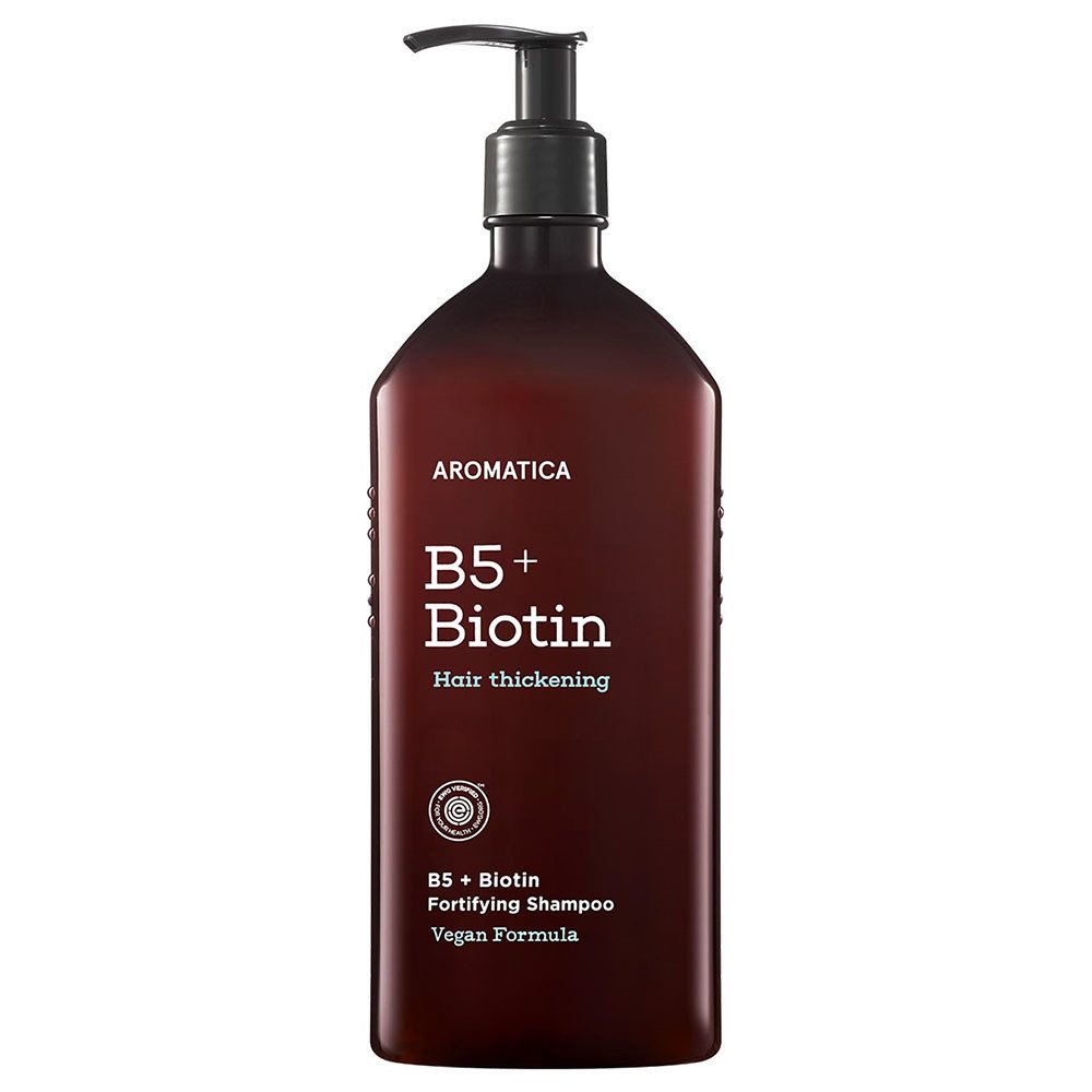 

Бессульфатный питательный шампунь для волос Aromatica B5+Biotin Fortifying Shampoo 400 мл (8809151131180)