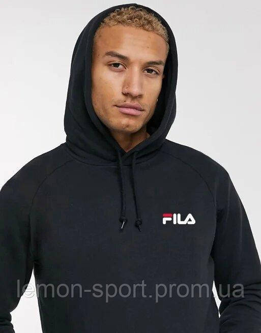 

Мужская спортивная толстовка, худи, кенгурушка Fila (Фила) Черный