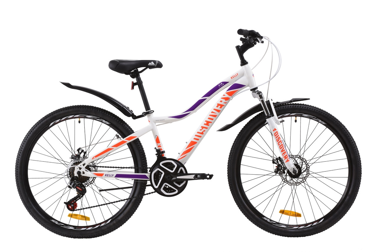 

Велосипед 26" Discovery KELLY DD 2020 (бело-фиолетовый с оранжевым)