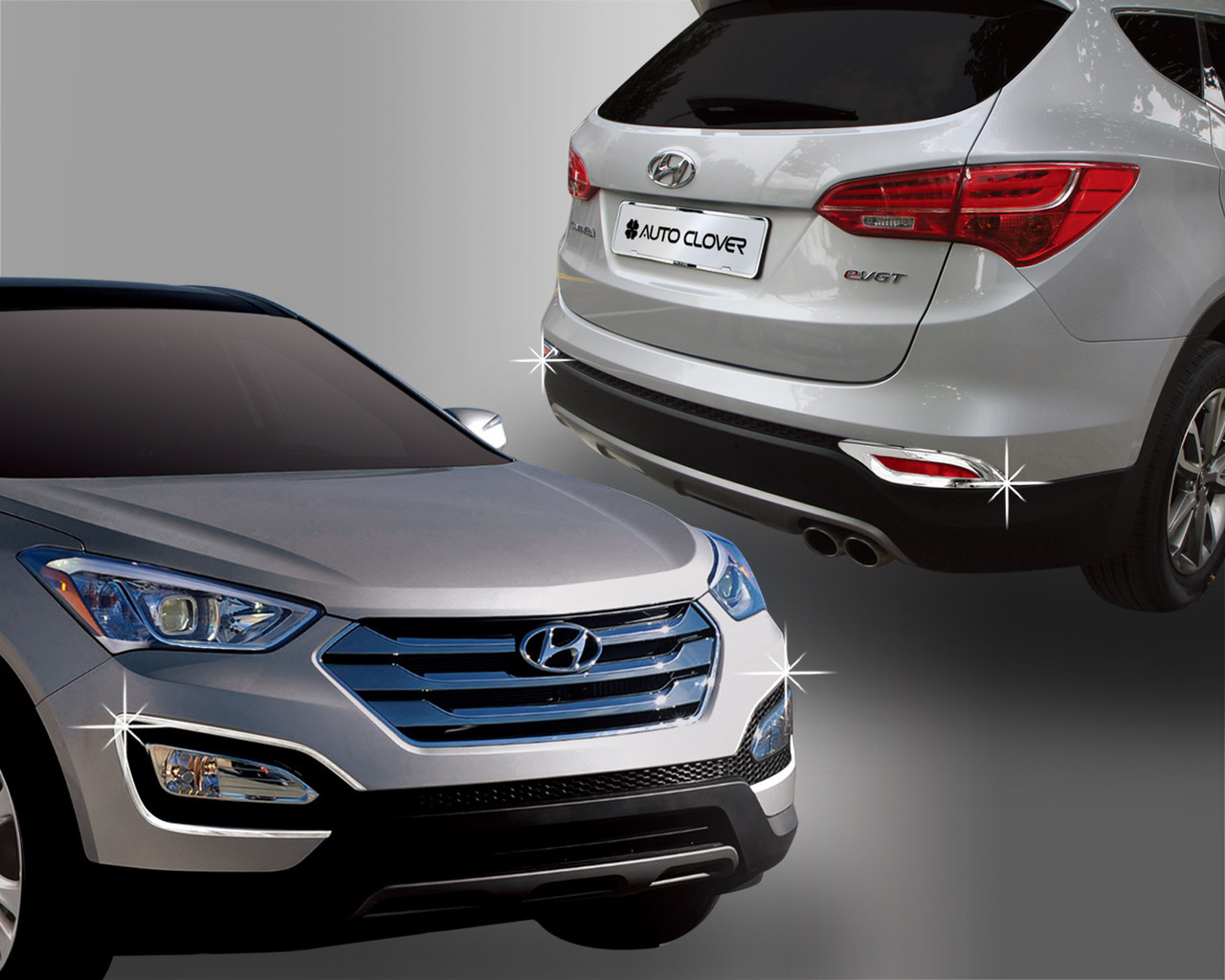 

Hyundai Santa Fe (2012-) Окантовка противотуманок 4шт, Хром