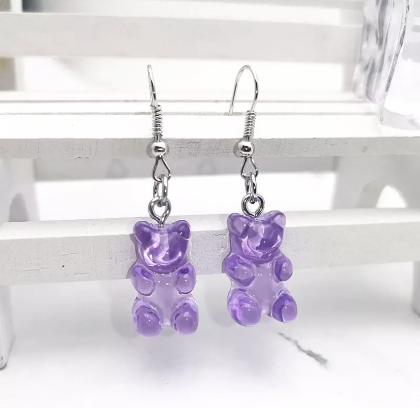

Сережки мишки фиолетовые