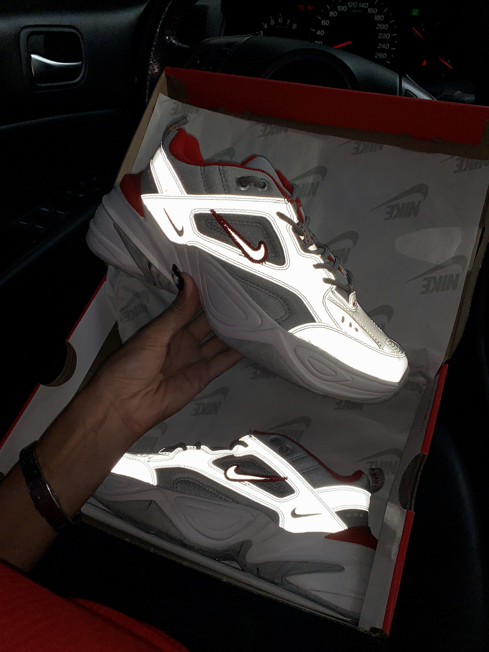 

Женские кожаные рефлективные кроссовки Nike M2K Tekno Silver Reflective, Серый