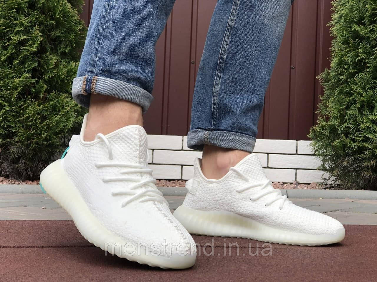 

Мужские кроссовки Adidas Yeezy Boost 350 v2 белые сетка, Белый