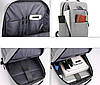 Деловой рюкзак 3в1 для ноутбука, дорожная сумка, для школьников, двухслойный + зарядка через USB, фото 3