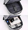 Деловой рюкзак 3в1 для ноутбука, дорожная сумка, для школьников, двухслойный + зарядка через USB, фото 4