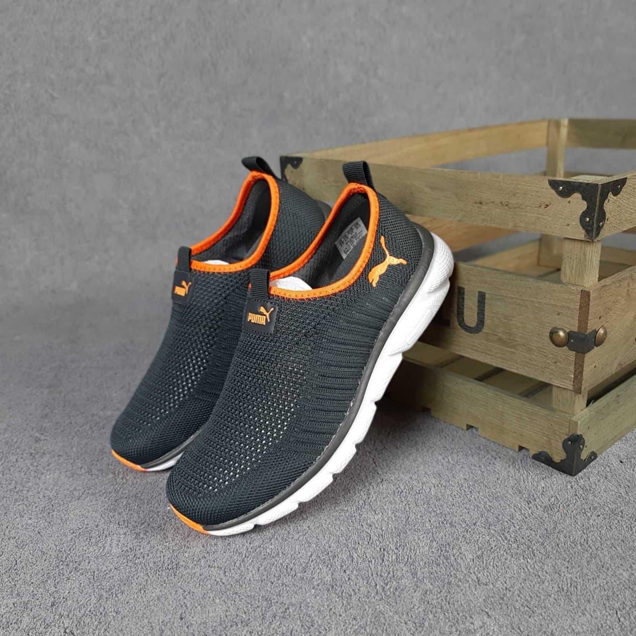 

Женские кроссовки в стиле Puma тапки туфли серые с оранжевым, Серый