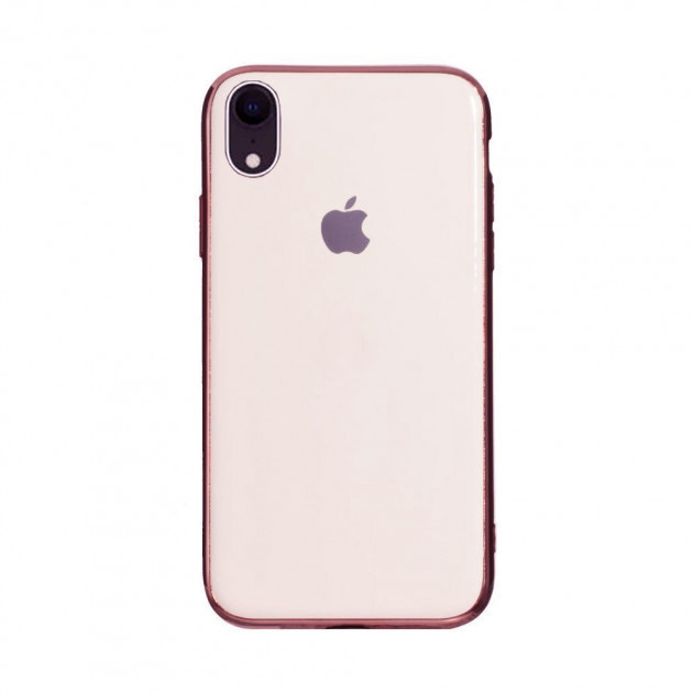 

Чехол стеклянный Glass case для IPhone Xr (02) Rose gold розовый, Pink sand