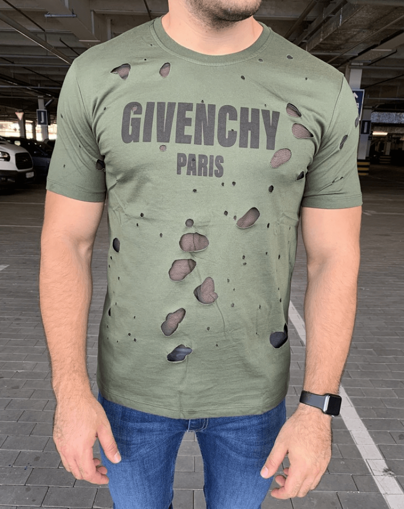 

Футболка Givenchy Paris Destroyed Oversized Navy Green