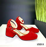 Туфли женские замшевые красные на каблуке, фото 10