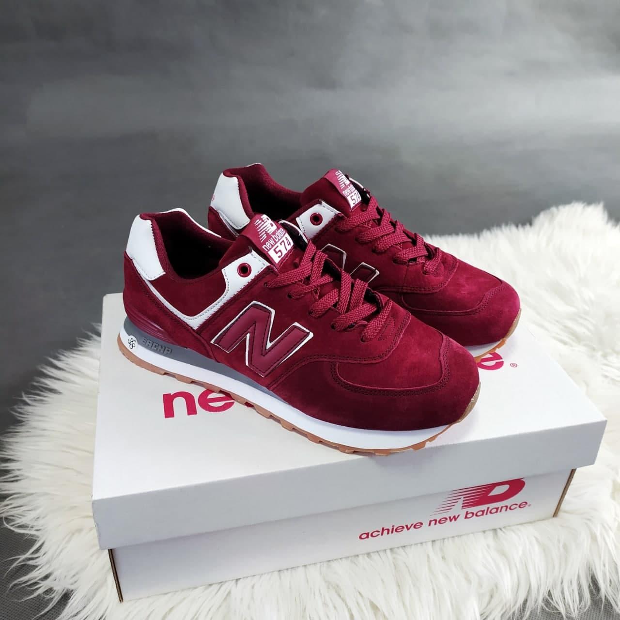 

Женские кроссовки New Balance 574 бордовые, кроссовки весенние 2021, Бордовый