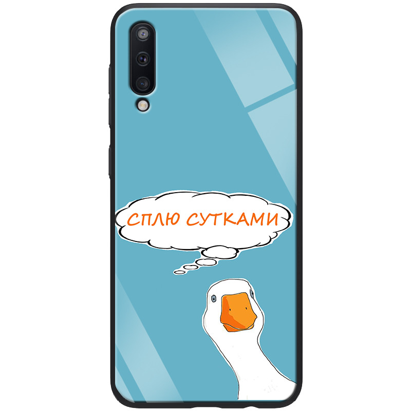 

TPU+Glass чехол ForFun для Samsung Galaxy A70 (A705F), Сплю сутками / голубой