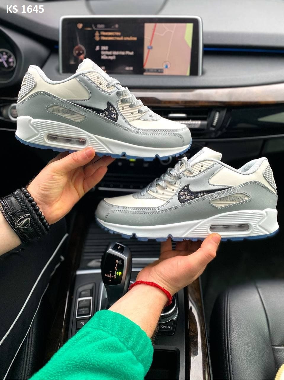 

Мужские кроссовки в стиле Nike Найк Air Max 90 х Dior, белые с голубым 41 (26 см), Белый