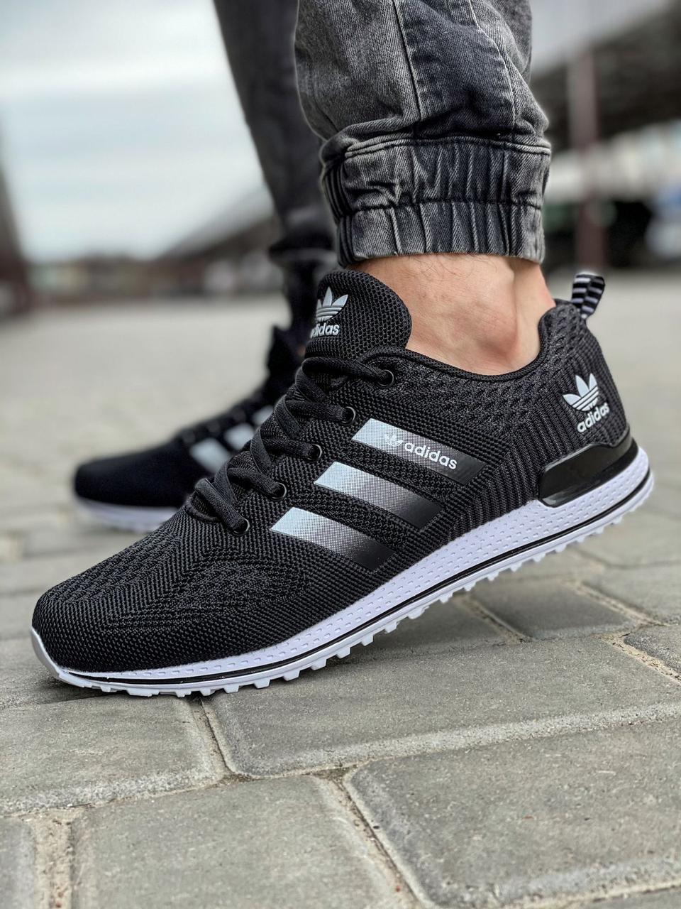 

Мужские кроссовки в стиле Adidas Адидас, черные с белым 41 (26,5 см), Черный