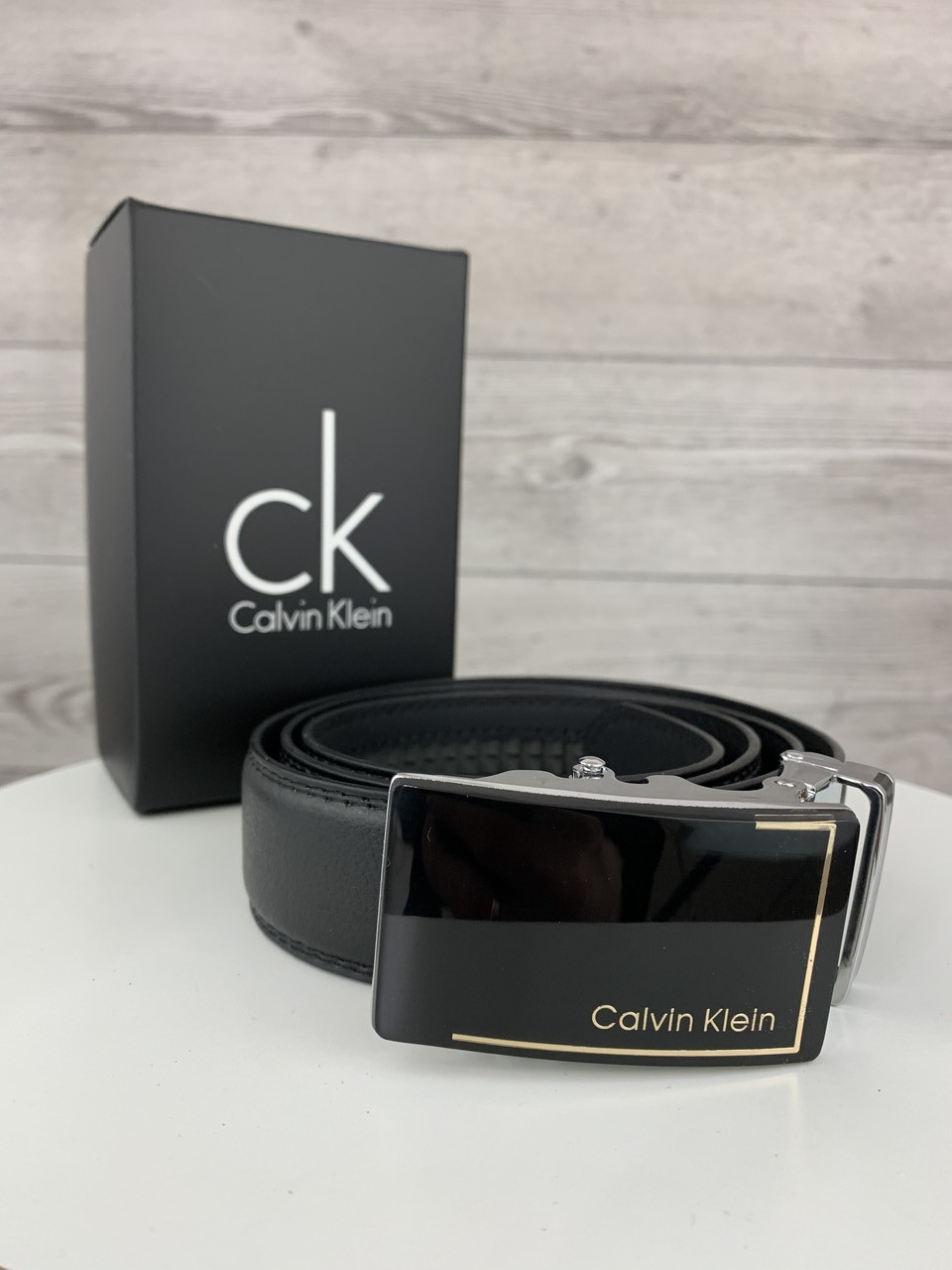 

Ремень Calvin Klein автомат кожаный классический черный качественно выполнен солидный автоматический