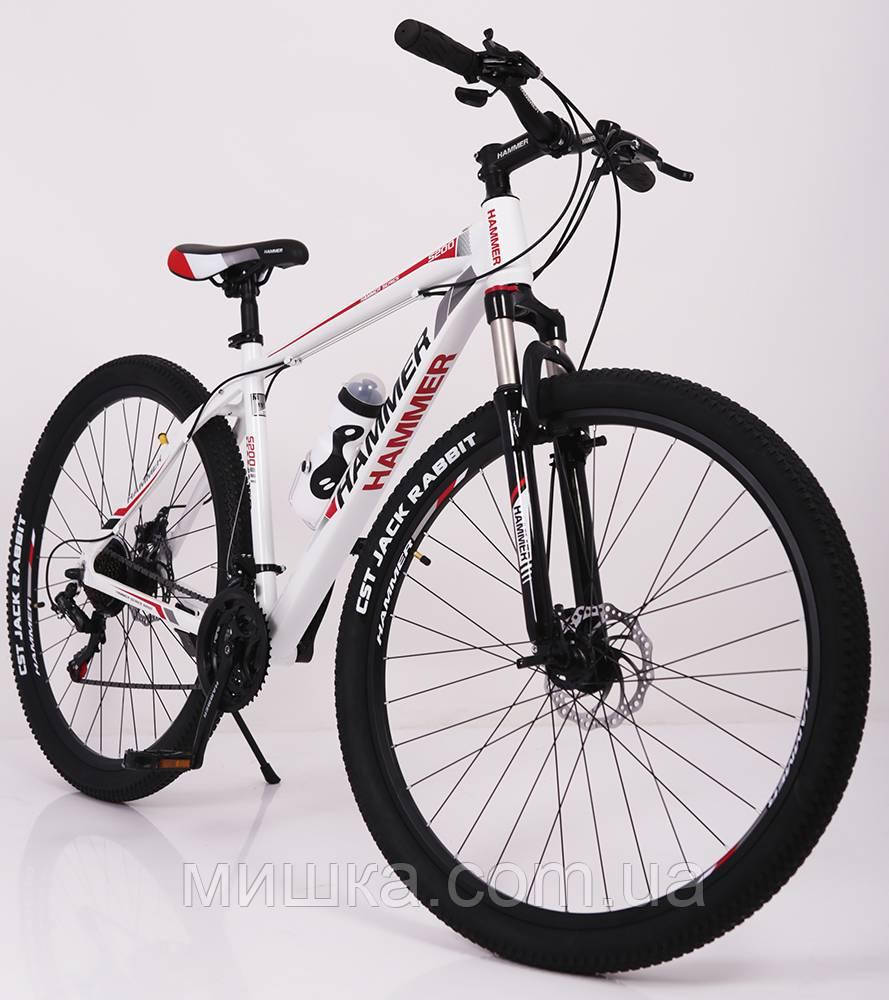 Стильный спортивный алюминиевый велосипед S200, колёса 29*2,25, рама 19’’ Бело-красный