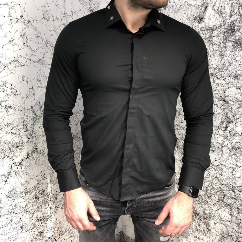 

Givenchy Poplin Shirt With Metallic Stars Black