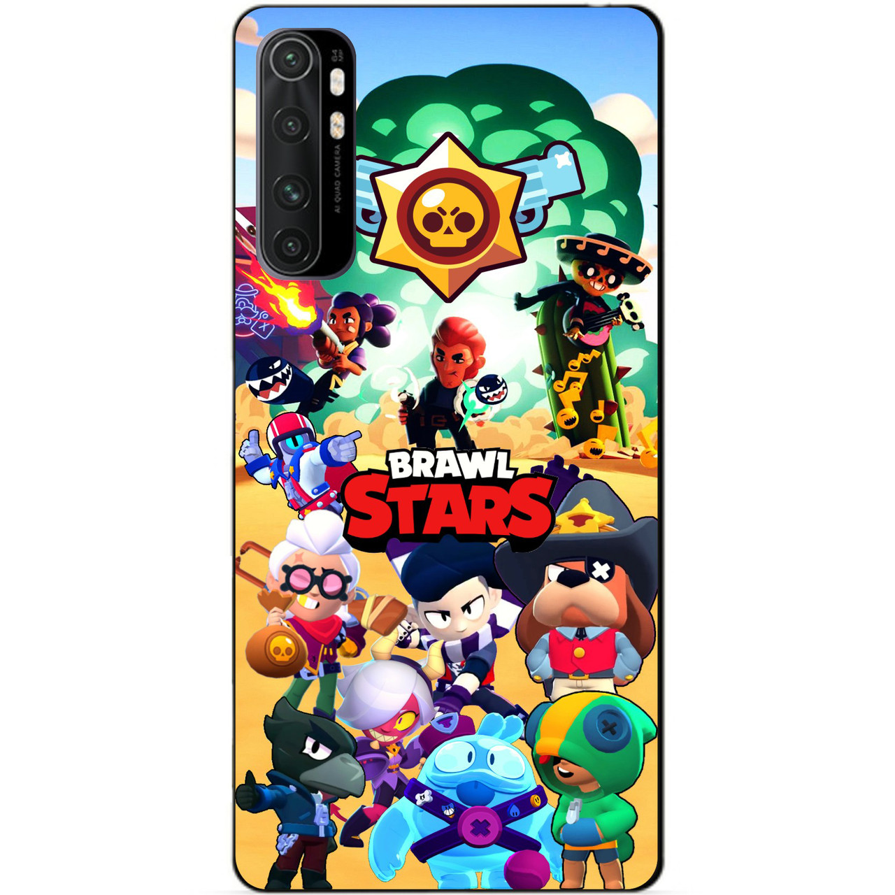 

Силиконовый бампер чехол для Xiaomi Mi Note 10 Lite Brawl Stars Нокаут, Разные цвета