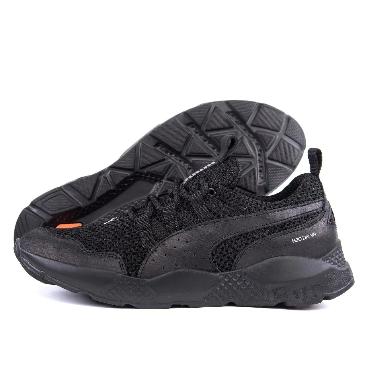 

Мужские летние кроссовки сетка Puma Runner Black (реплика) 42, Черный