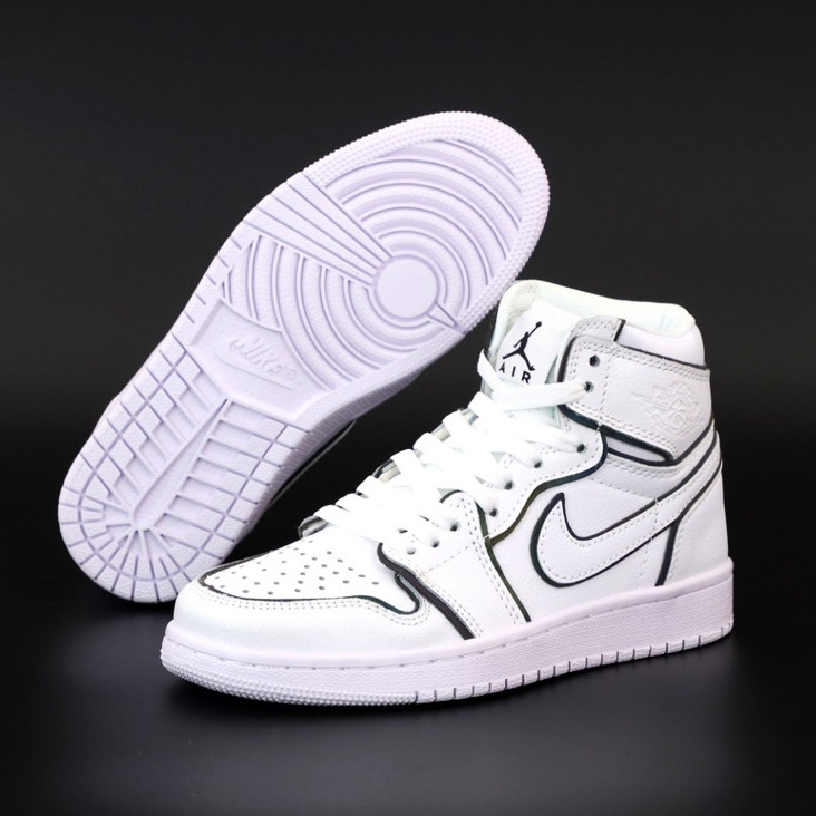 

Женские кроссовки в стиле Ni1ke Air Jordan 1 Retro High, кожа, белый, рефлектив, Вьетнам 40