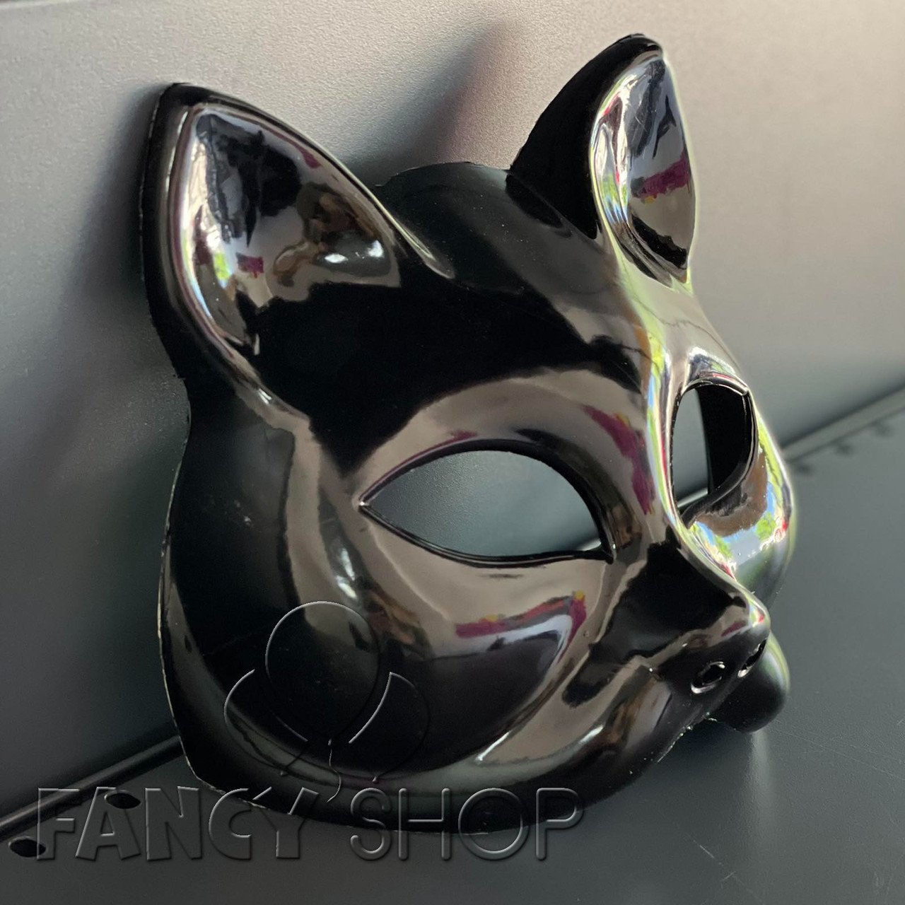 Маска пластмасова чорна "Кішка", Маска пластик "Кошки" на хэллоуин