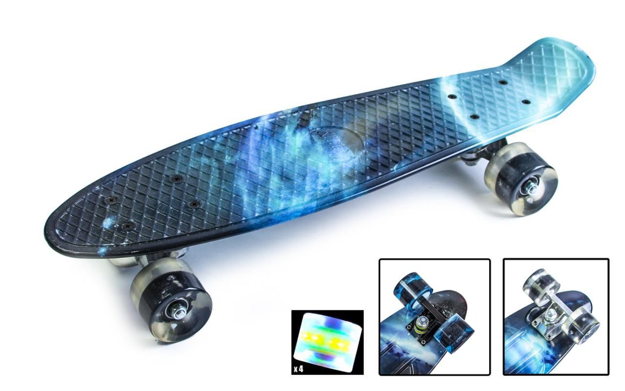 

Скейт Пенни Борд Print, c Рисунком, светящиеся колеса Penny Board, Фиолетовый