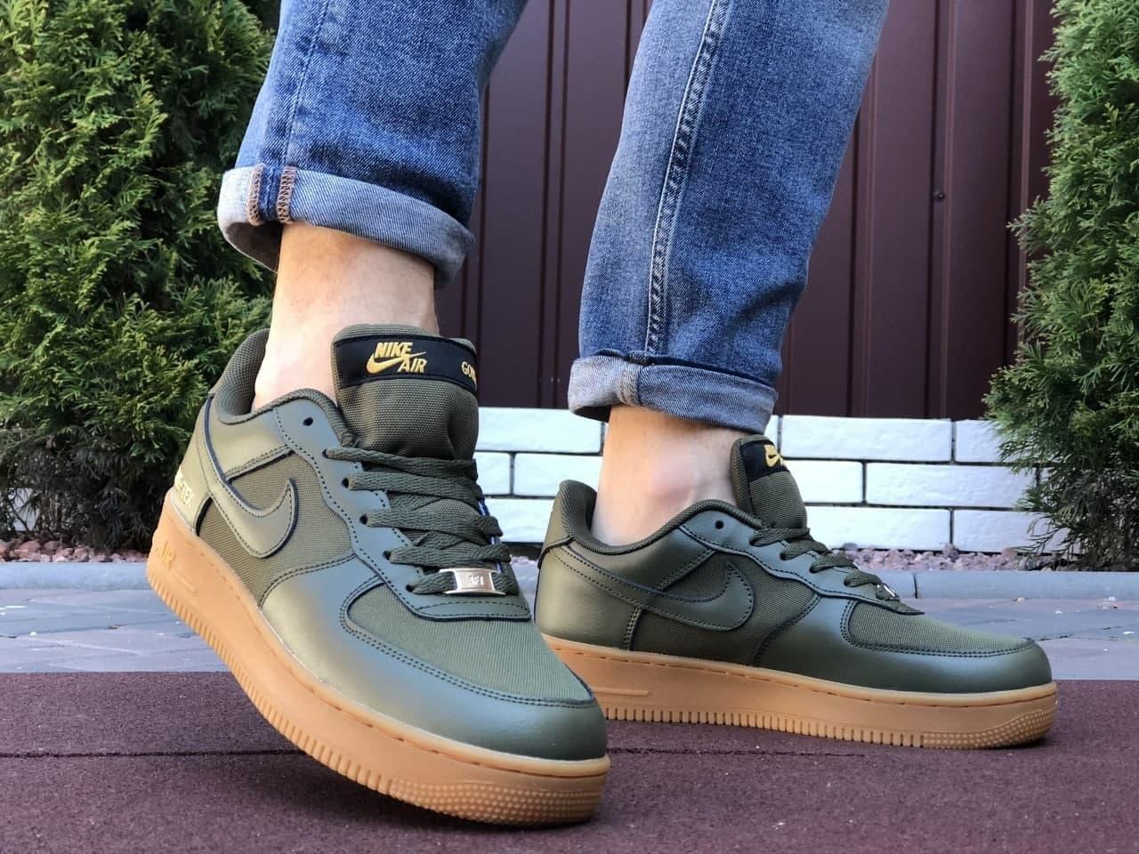 

Кроссовки мужские Nike Air Force Gore Tex темно зеленые. Повседневная обувь. 42, Зелёный