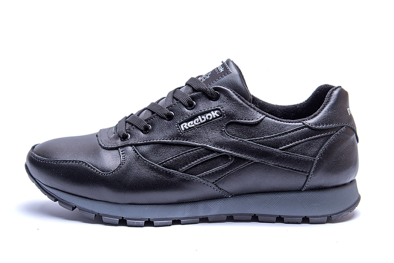 

Мужские кожаные кроссовки Reebok Classic Black (реплика), Черный