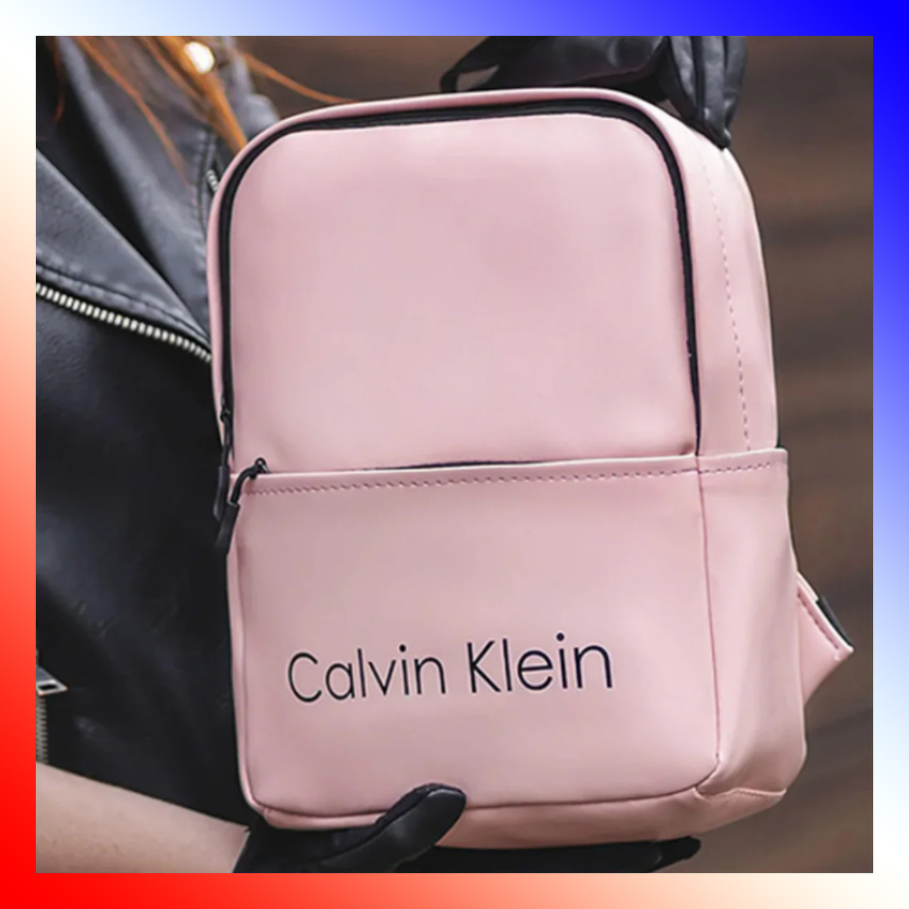 

Стильный пудровый рюкзак женский Calvin Klein Кельвин Кляйн турецкая эко кожа с ручкой, Разные цвета