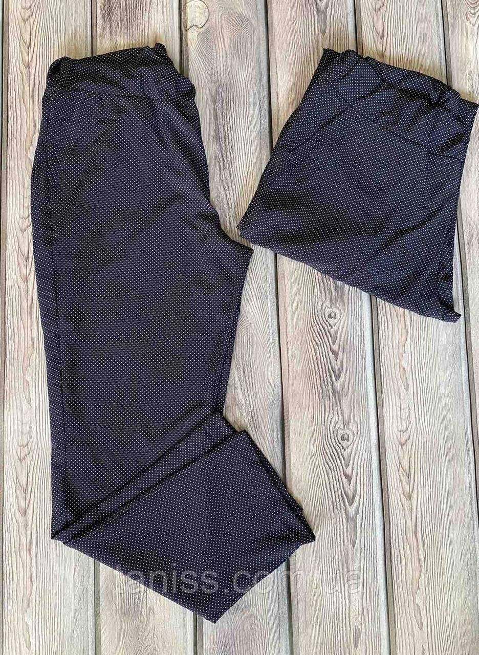 

Летние женские брюки большого размера, ткань софт, р. 50,52,54,56 синие в горошек