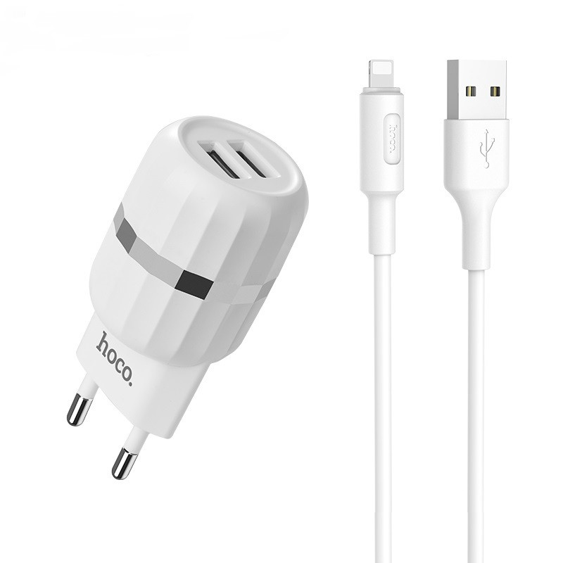 

СЗУ Hoco C41A Wisdom with Lightning (EU) (2USB, 2.4A) White, Белый