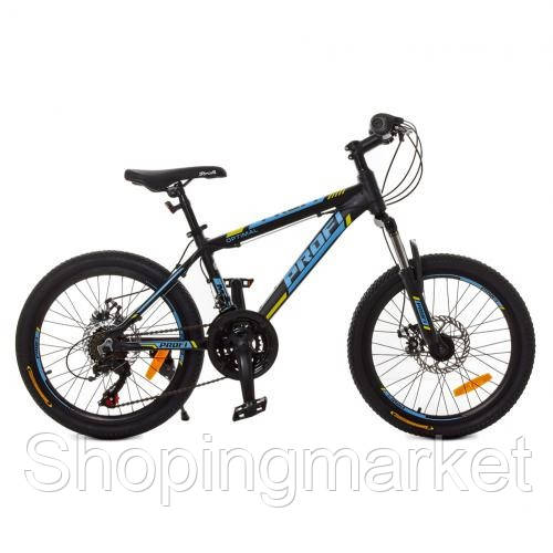 

Велосипед 20 д. G20OPTIMAL A20.1 (1шт)алюм.рама12,5",SHIMANO 21SP,алюм.DB,FW TZ500,черн(мат)-голуб