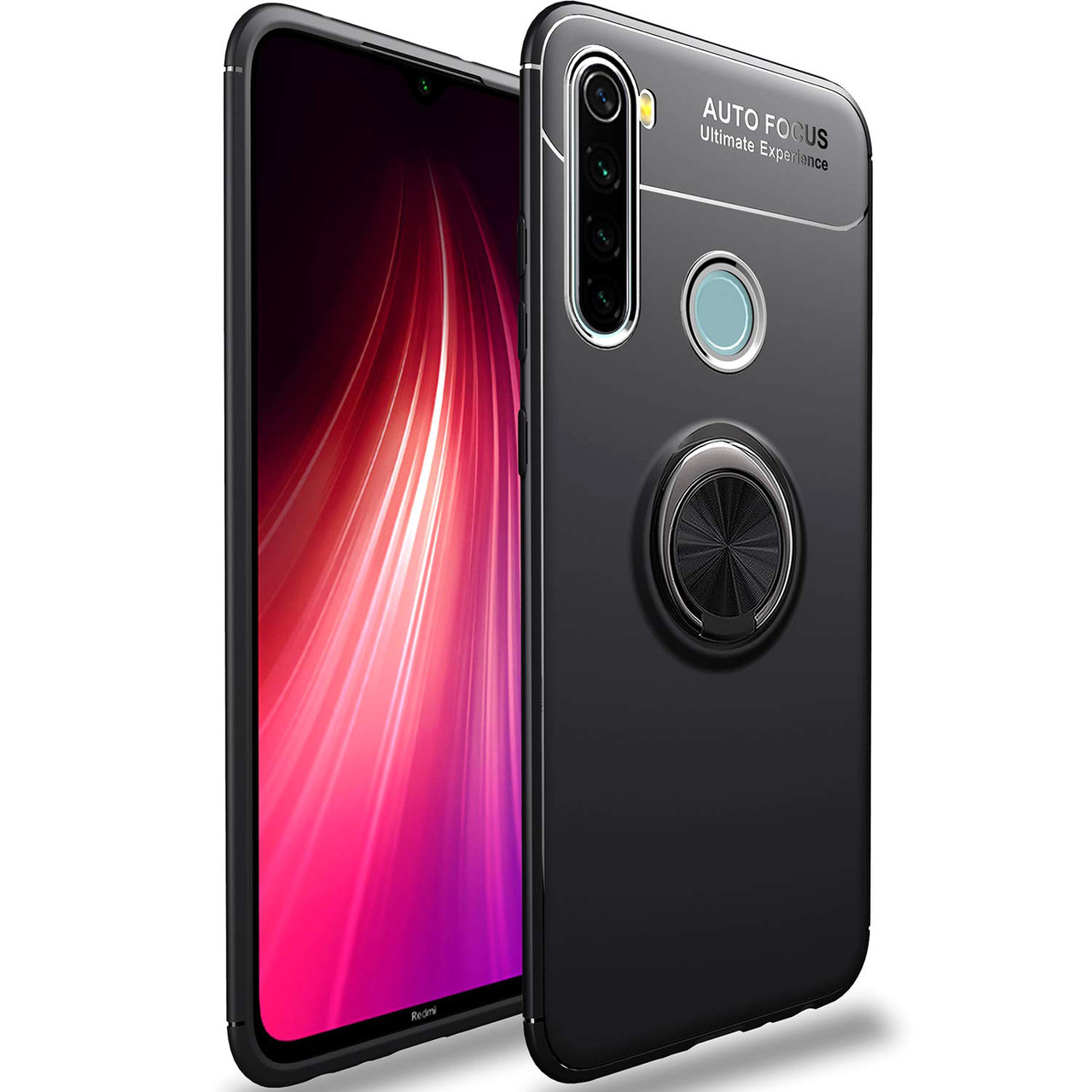 

TPU чехол Deen ColorRing под магнитный держатель (opp) для Xiaomi Redmi Note 8T, Черный / черный