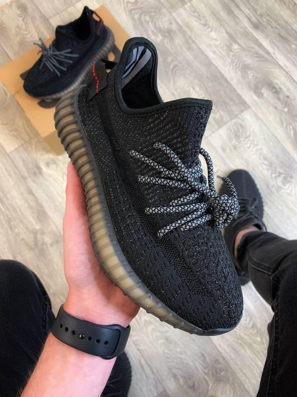 

Кроссовки повседневные Adidas Yeezy Boost 350 v2 Black Reflective женские рефлективные Адидас Изи Буст Черные 38, Черный