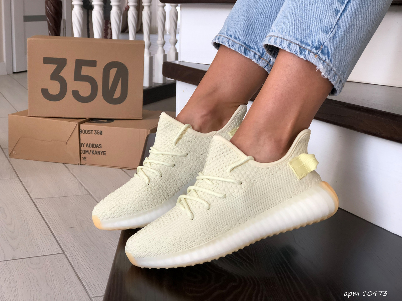 

Кроссовки женские Adidas Yeezy Boost 350 лимонные, Адидас Изи Буст 350, текстильные, код SD-10473 40, Лимонный