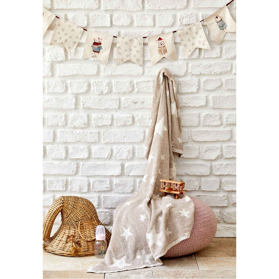 

Детское покрывало пике Karaca Home - Baby star bej бежевый 80*120