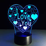 Светильник 3D, "I LOVE YOU", Лучшие и оригинальные идеи на подарок любимой девушке, Подарок для любимой, фото 7
