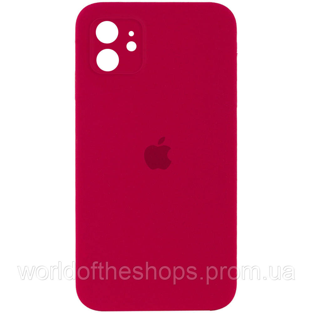 

Чехол Silicone Case Square Full Camera Protective (AA) для Apple iPhone 11 (6.1"), Красный / rose red