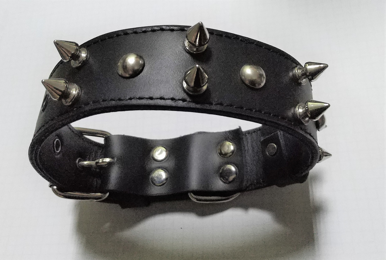 

Кожаный ошейник "Lockdog" с шипами ширина 3 см M, Черный