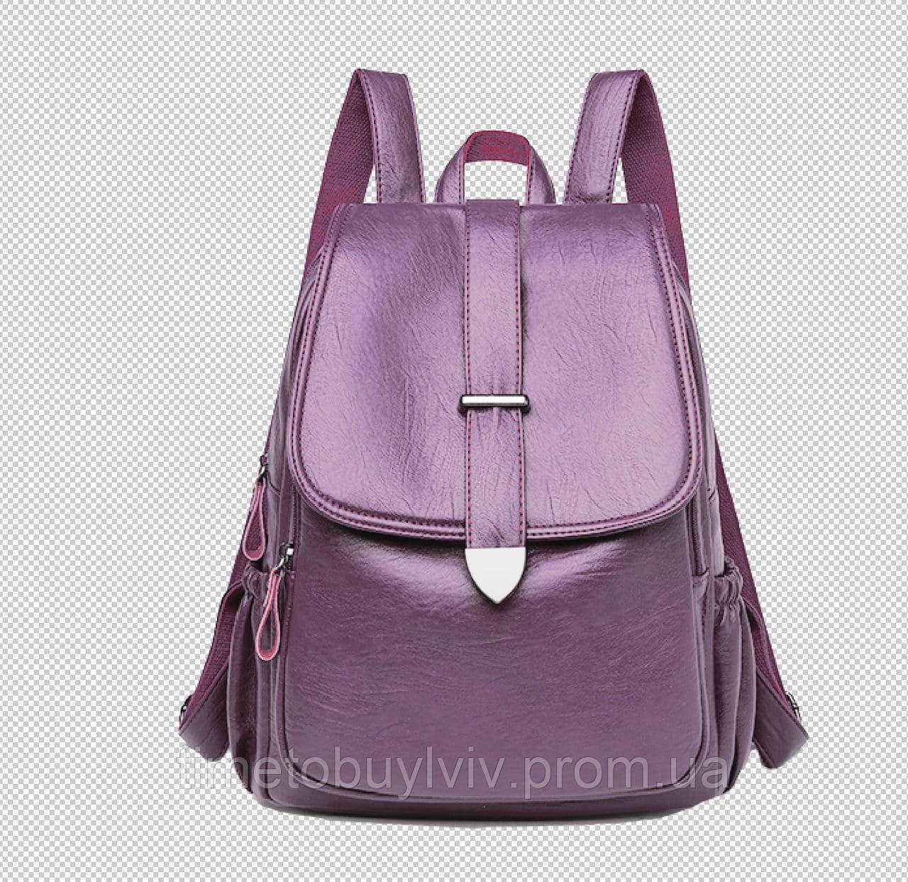 

Женский кожаный рюкзак Пурпурный