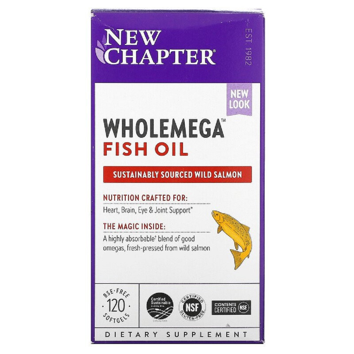 

Жир Аляскинского Лосося 1000мг, Wholemega, Alaskan Salmon Oil, New Chapter, 120 желатиновых капсул