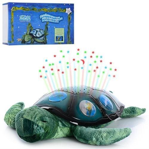 Дитячий м'який нічник світильник Спляча черепаха YJ 3 з проектором зоряного неба, працює від батарейок