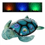 Дитячий м'який нічник світильник Спляча черепаха YJ 3 з проектором зоряного неба, працює від батарейок, фото 2
