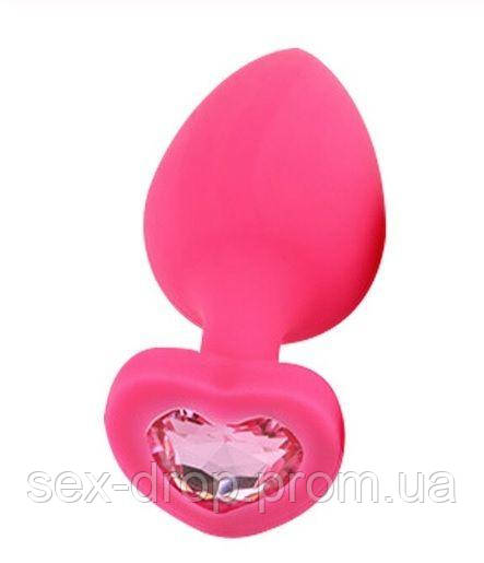 

Силіконова анальна пробка Pink Silicone Heart Light Pink, 8,5х3,5см, Рожевий