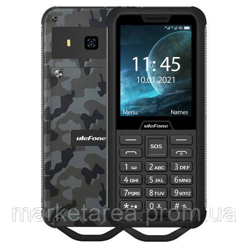 

Кнопочный телефон водостойкий с фонариком и камерой UleFone Armor Mini 2 camouflage English keyboard