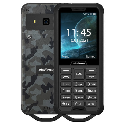 

Кнопочный телефон водостойкий с фонариком и камерой UleFone Armor Mini 2 camouflage English keyboard