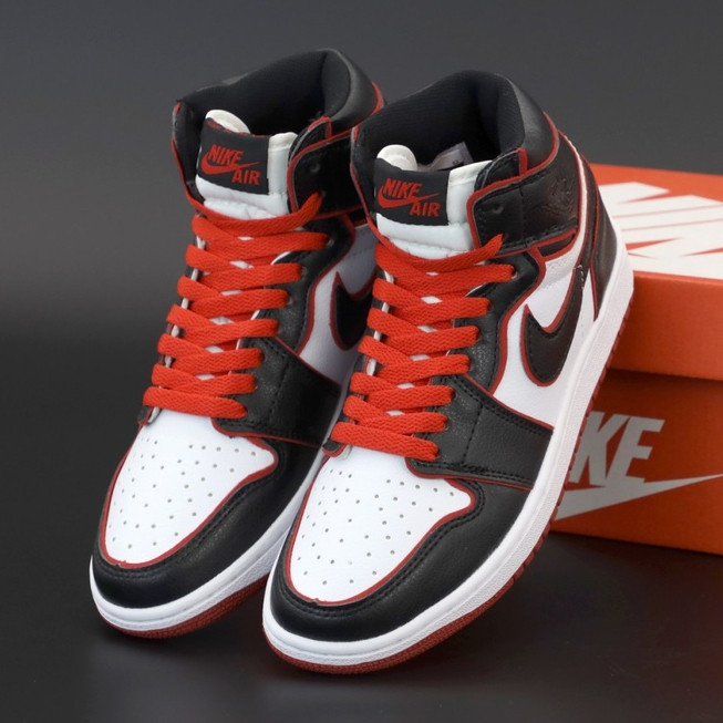 

Мужские кроссовки в стиле Nike Air Jordan 1 Retro High, кожа, черно-белый, Вьетнам 42